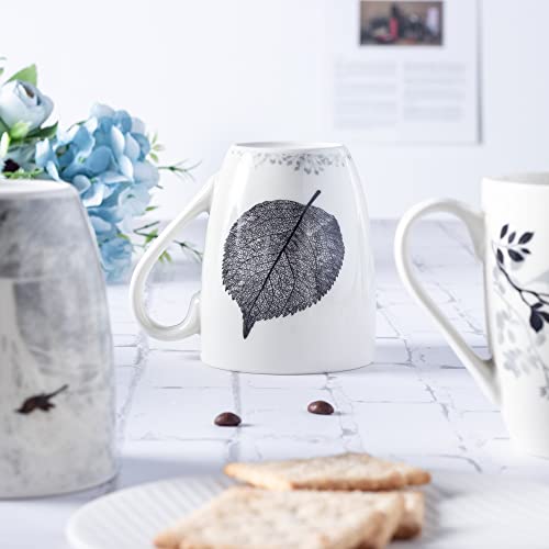 Set of 4 Tree Pattern Ceramic Coffee Mugs