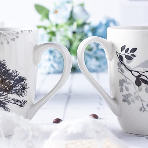 Set of 4 Tree Pattern Ceramic Coffee Mugs