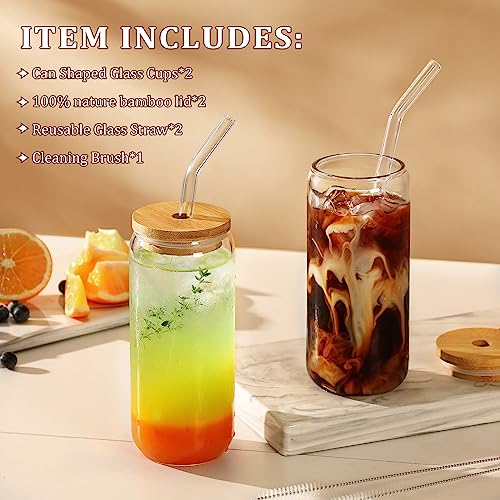 Aesthetic Beer Can Glasses with Bamboo Lids
