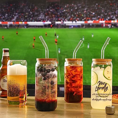 Aesthetic Beer Can Glasses with Bamboo Lids