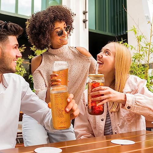 Aesthetic Beer Can Glasses with Bamboo Lids
