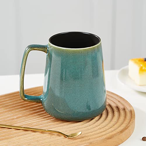 HYTYSKAR 24 OZ Extra Large Ceramic Coffee Mug, Jumbo Coffee Mugs, Big Tea Cups with a Large Handle for Office and Home, Microwave and Dishwasher Safe (24 OZ Green)