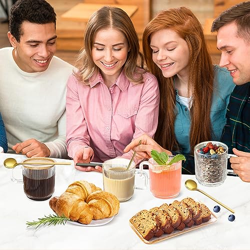 LUCKJOY Vintage Ribbed Glass Coffee Mug Set