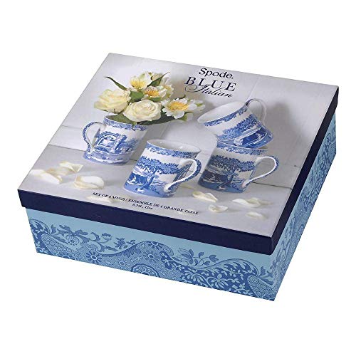 Spode Blue Italian 12 oz Coffee Mug Set of 4