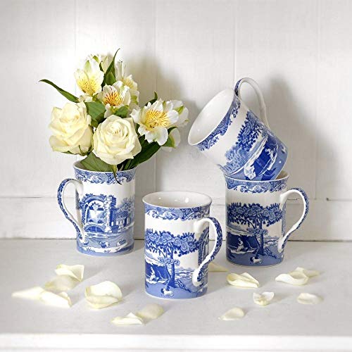 Spode Blue Italian 12 oz Coffee Mug Set of 4