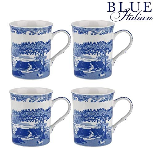 Spode Blue Italian 12 oz Coffee Mug Set of 4