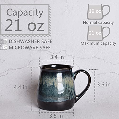 Bosmarlin Large Deep Blue Coffee Mug, 21 Oz