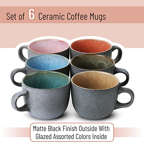 Ceramic Coffee Mug Set of 6, 14 oz