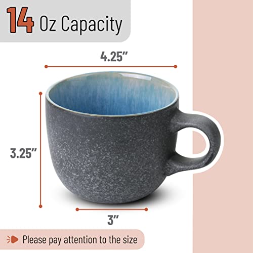 Ceramic Coffee Mug Set of 6, 14 oz