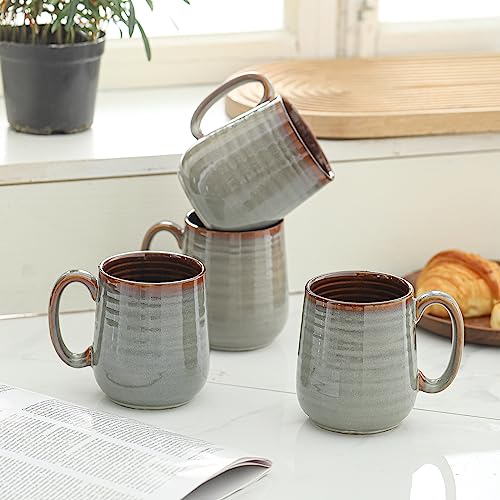 Hasense Set of 4 Light Grey Coffee Mugs