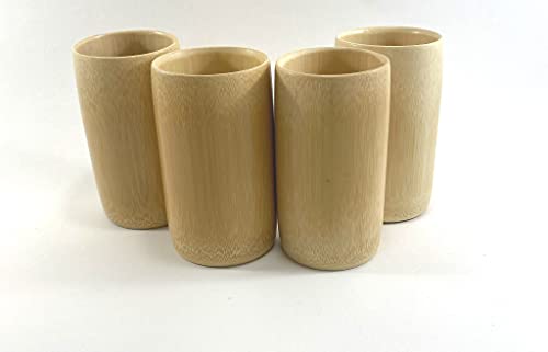 Natural Bamboo Wood Drinking Cups - 4 Pack