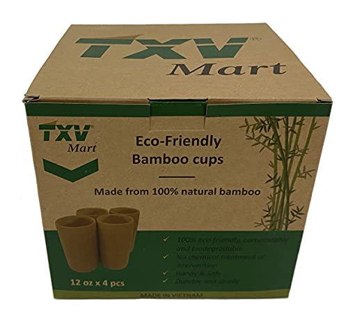 Natural Bamboo Wood Drinking Cups - 4 Pack