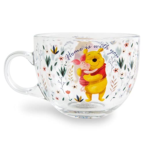 Winnie the Pooh Floral Glass Mug - 16 oz