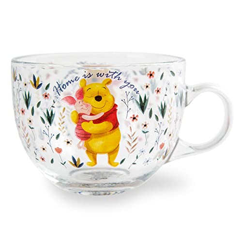 Winnie the Pooh Floral Glass Mug - 16 oz