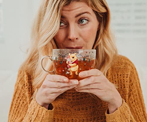 Winnie the Pooh Floral Glass Mug - 16 oz