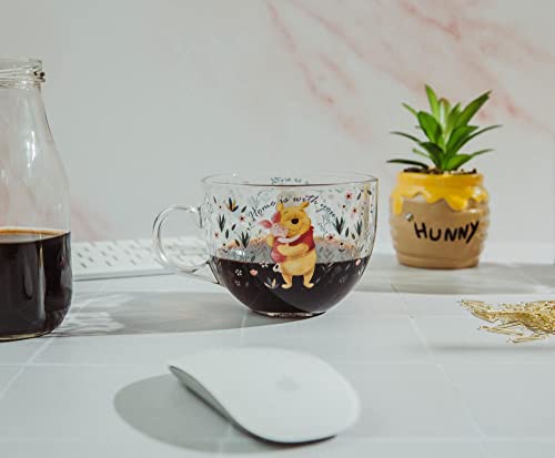 Winnie the Pooh Floral Glass Mug - 16 oz