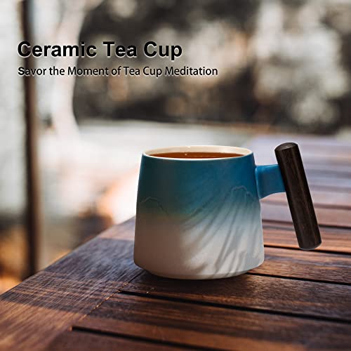 Ceramic Tea Cup with Infuser and Wooden Handle