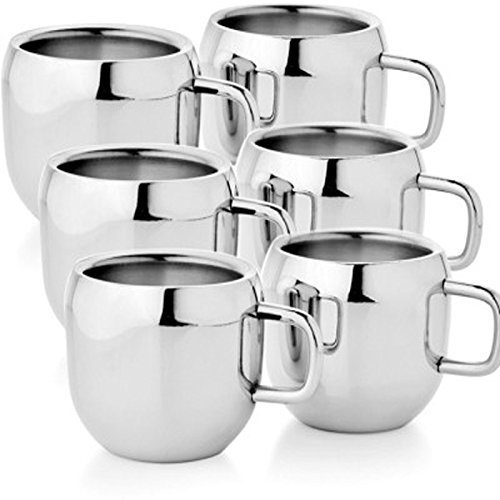 Double Wall Stainless Steel Espresso Mug Set of 6
