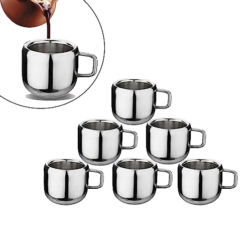 Double Wall Stainless Steel Espresso Mug Set of 6