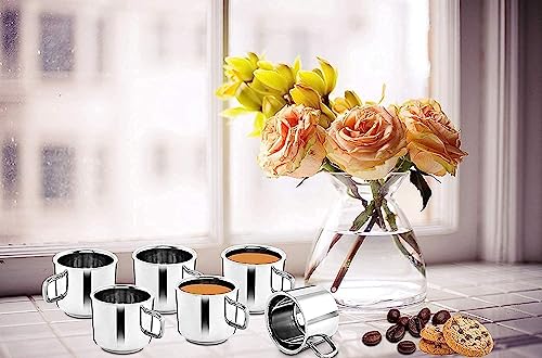 Double Wall Stainless Steel Espresso Mug Set of 6