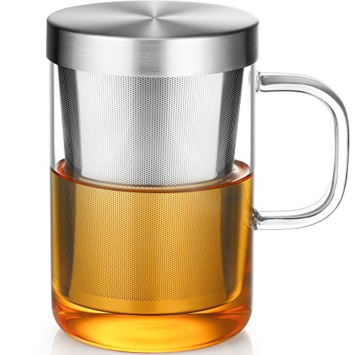 Borosilicate Glass Tea Mug with Stainless Infuser
