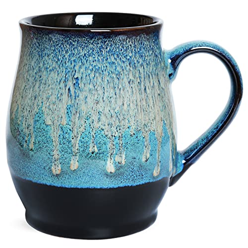 Bosmarlin 25 oz Ceramic Coffee Mug, Blue, Oversized