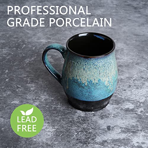 Bosmarlin 25 oz Ceramic Coffee Mug, Blue, Oversized