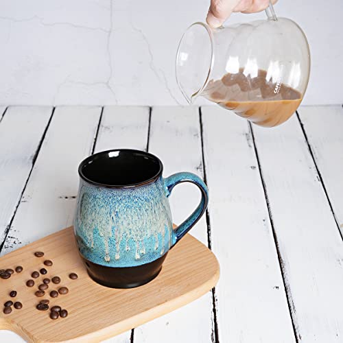 Bosmarlin 25 oz Ceramic Coffee Mug, Blue, Oversized