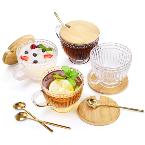 Cididu 4-Piece Ribbed Glass Mug Set