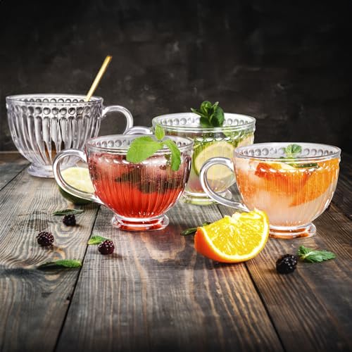 Cididu 4-Piece Ribbed Glass Mug Set