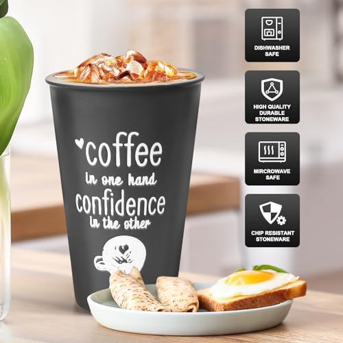 AnyEnjoy Ceramic Coffee Travel Mug with Lid, 10 oz Iced Coffee Mug, Microwave and Dishwasher Safe, Reusable Mug for Car Cup Holder, Splash Proof Lid, Great for Travel, Office and School Parties