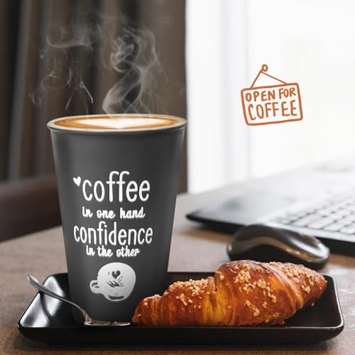 AnyEnjoy Ceramic Coffee Travel Mug with Lid, 10 oz Iced Coffee Mug, Microwave and Dishwasher Safe, Reusable Mug for Car Cup Holder, Splash Proof Lid, Great for Travel, Office and School Parties