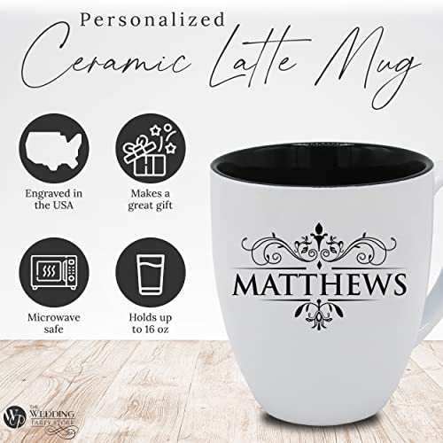The Wedding Party Store, Custom Engraved Coffee Latte Mug - Personalized Coffee Cup (White)