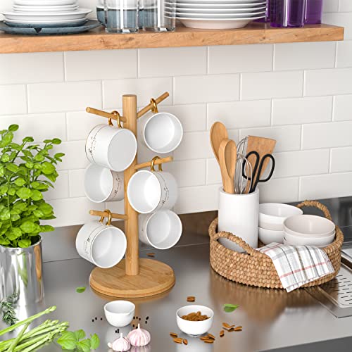 Bamboo Mug Tree Stand with 6 Hooks