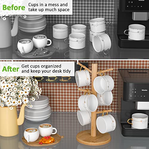 Bamboo Mug Tree Stand with 6 Hooks