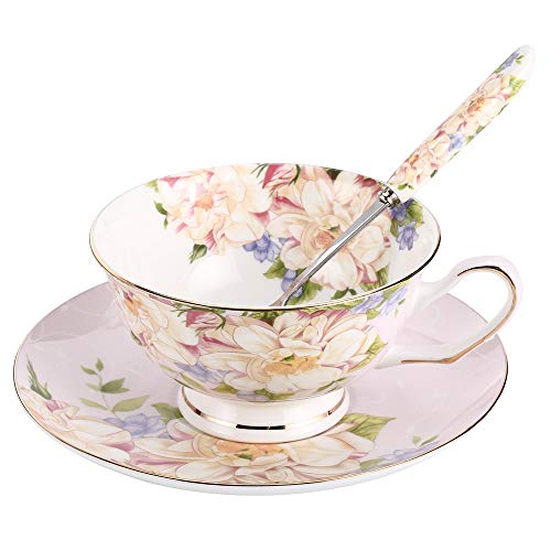 Floral Pink Bone China Tea Cup Set