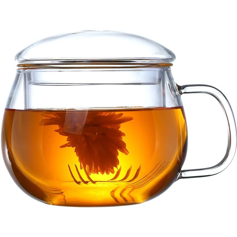 Clear Borosilicate Tea Cup with Steeper and Lid