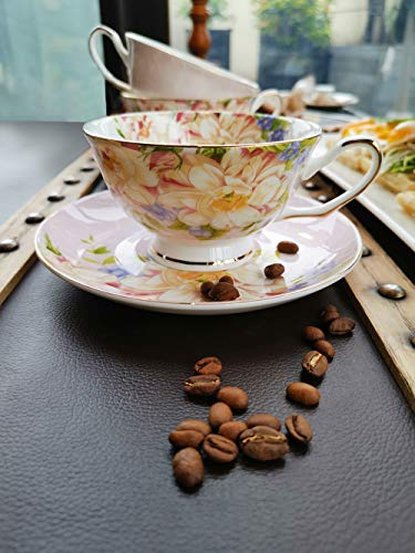 Floral Pink Bone China Tea Cup Set