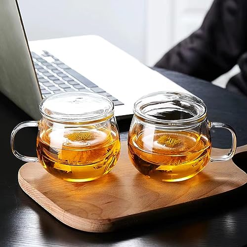 Clear Borosilicate Tea Cup with Steeper and Lid