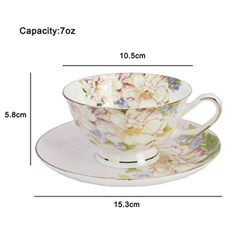 Floral Pink Bone China Tea Cup Set