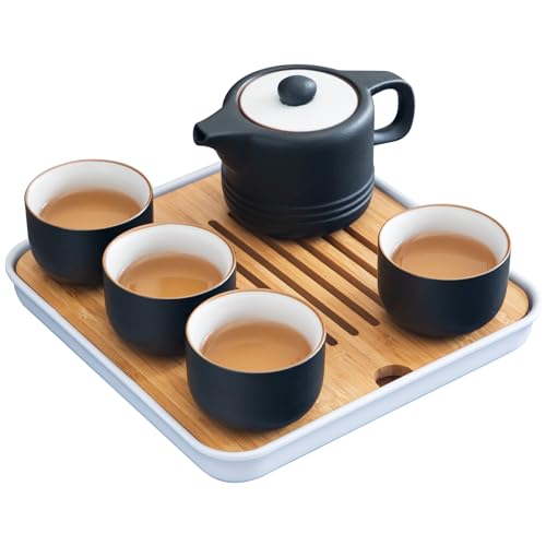 Gongfu Tea Set: Black & White Ceramic Delight
