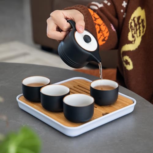 Gongfu Tea Set: Black & White Ceramic Delight