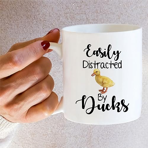 Retreez Funny Easily Distracted by Ducks Mug Gift Nature Lover Ornithology Barn 11 Oz Ceramic Coffee Mug - Sarcastic Motivational Inspirational birthday gift for him her friend coworker dad mom
