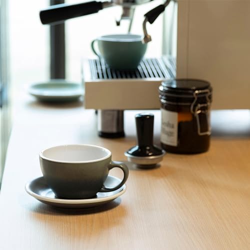 Loveramics Matt Cappuccino Cups, 10 oz Ceramic Latte Art Mug with Saucer, Thick-walled stoneware cup Set, Barista Latte Cup Set for Latte, Cappuccino, Tea - Mineral Colors (Forest, 10OZ)