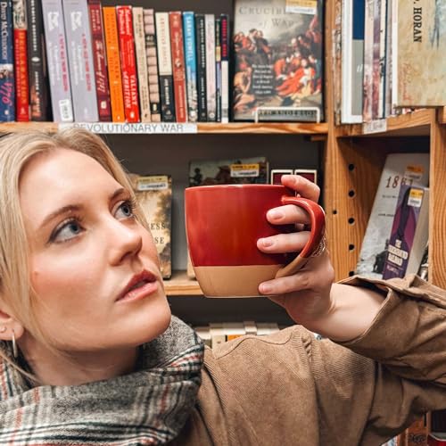 Mora Ceramic Artisan Matte Large Latte Mug Set of 4, 16oz - Microwavable, Porcelain Coffee Cups With Big Handle - Modern, Boho, Unique Style For Any Kitchen. Microwave Safe Stoneware - Marina Colors