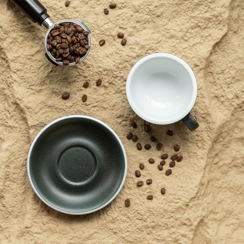 Loveramics Matt Cappuccino Cups, 10 oz Ceramic Latte Art Mug with Saucer, Thick-walled stoneware cup Set, Barista Latte Cup Set for Latte, Cappuccino, Tea - Mineral Colors (Forest, 10OZ)