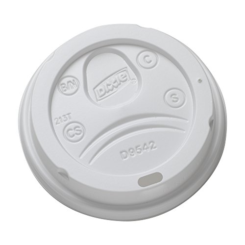 Dixie 10 oz. to 16 oz. Dome Hot Coffee Cup Lids by GP PRO (Georgia-Pacific), White, D9542, 1,000 Count (100 Lids Per Sleeve, 10 Sleeves Per Case)