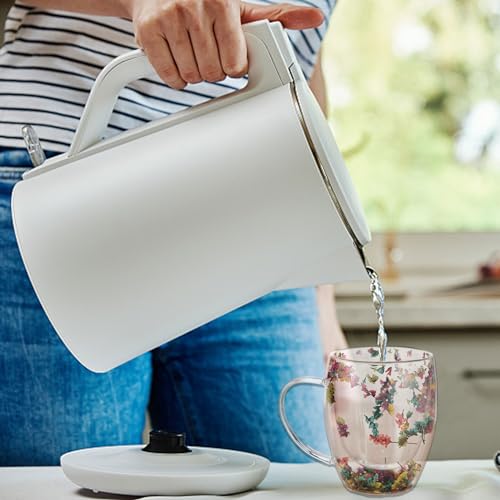 camyu Clear Coffee Mug, 350ml Double Wall Insulated Glasses, Artistic Glass Espresso Cup, Anti-Scald Glass Coffee Mug, Thick Expresso Coffee Cups With Dried Flowers For Hot Beverages Cappuccino Tea