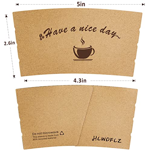 HLWDFLZ Kraft Paper Coffee Cup Sleeves 50 packs - Coffee Sleeves, Disposable Corrugated Cup Sleeves Holder for Protective Hot and Cold Insulation, Fits 10, 12, 16, 20 oz Paper Cups (Cup Not Included)