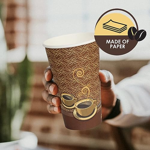 PAMI Hot Coffee Paper Cups -Disposable Take-Away Coffee Cups For Hot Drinks- Single-Use Paper Glasses For Espresso, Hot Chocolate, Tea- Cute To-Go Hot Beverage Drinking Cups (1000, 16oz)